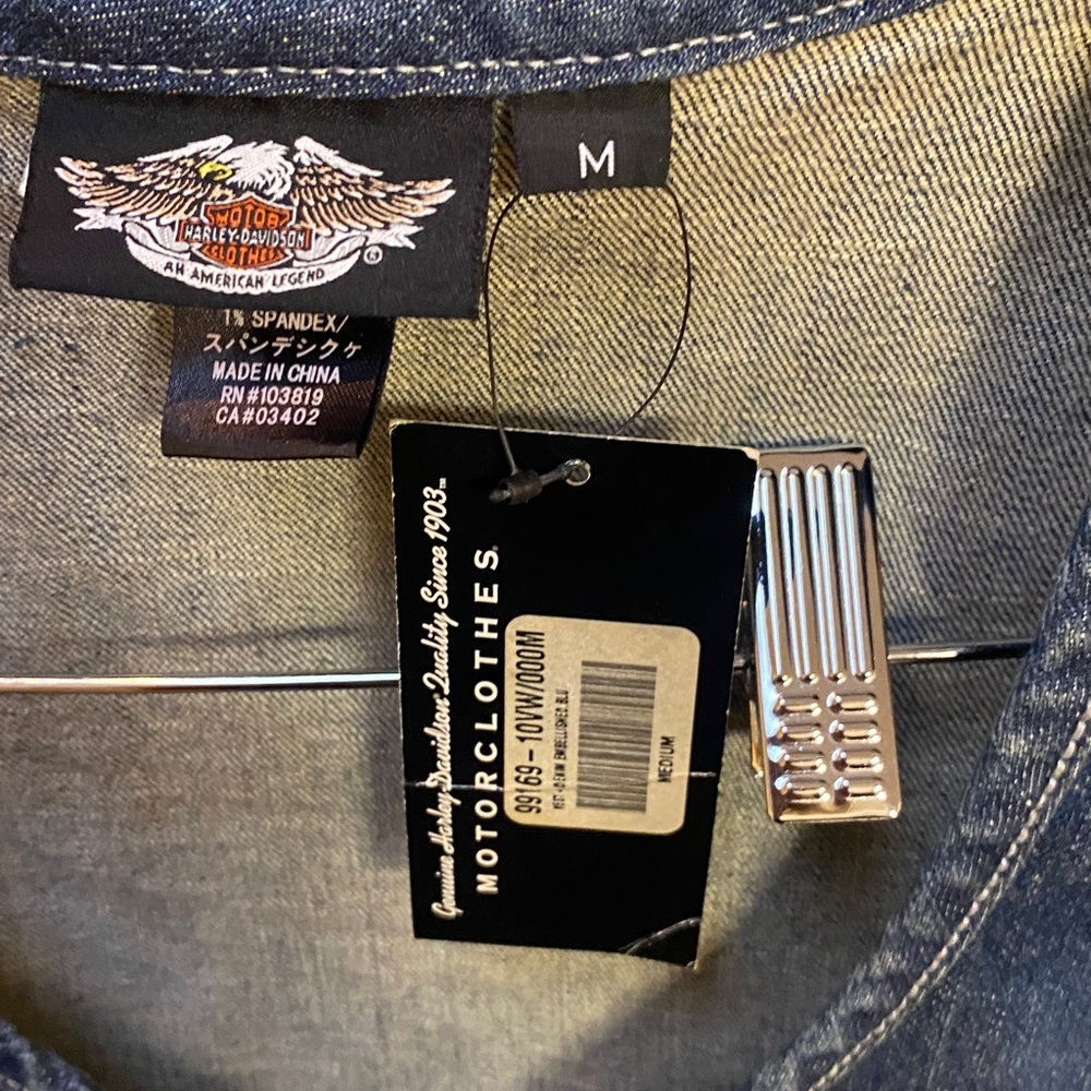 Harley Davidson Women’s Lace Up Denim Vest Bedazzled Gem - Picture 7 of 7